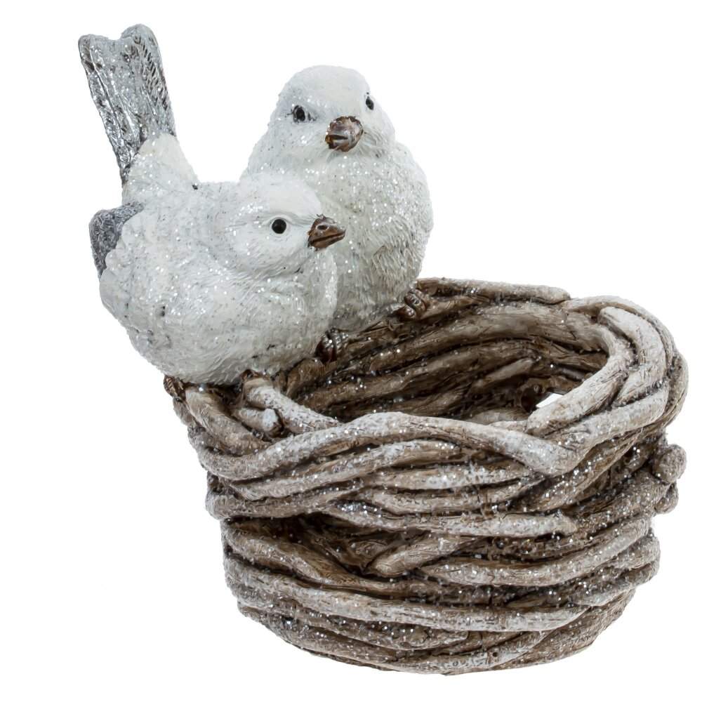 REMECO COLLECTION Фигурка 812575 Птички на корзинке серебро 11х9х10см (полимер)