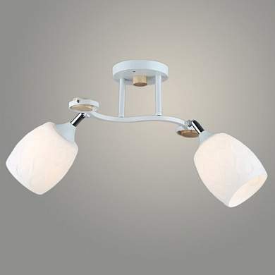 Люстра N5463/2 WT+WOOD белый/дерево 2х40W E27 d580 h250, QH23