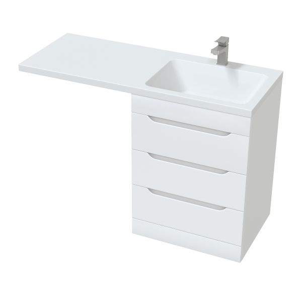 Тумба SOHO 60 QUADRO нап. под стирал.маш.+ раковина Fly-2 120 из лит.мрамор ,правая чаша 