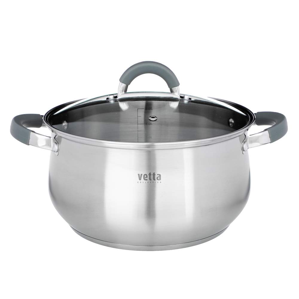 VETTA Вена Кастрюля 822-074 6000мл/24х13,5см с крышкой нерж.сталь индукция