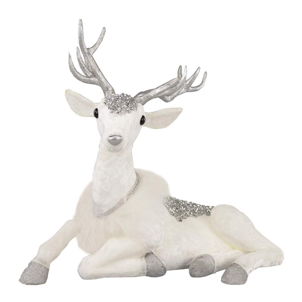 DECOLINE Фигурка Олень 688221058W5 белый 37х40х24см (пенопласт/текстиль) 