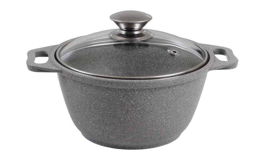 KUKMARA Кастрюля кмс12а 1л 18х9см АП Светлый мрамор стекл.крышка