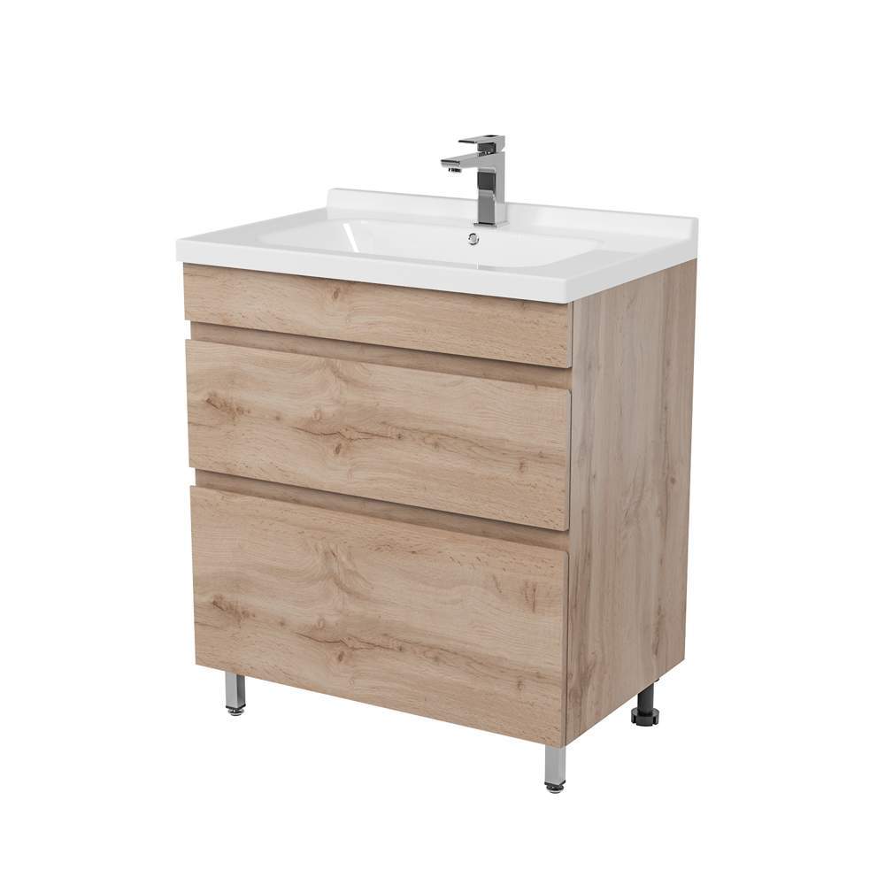 Тумба Karelia 80/2 ящика напольная + раковина Simple 80 керамическая 