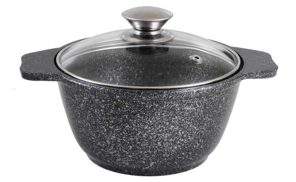 KUKMARA Кастрюля кмт12а 1л 18х9см АП Темный мрамор стекл.крышка