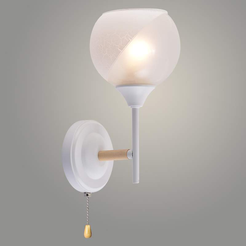 Люстра XA1569/1W WH+Wood белый/дерево 1х60W E27  h280 , HN23