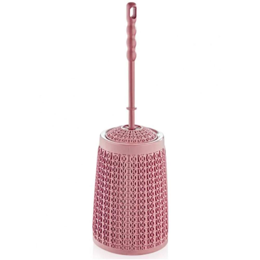 Ерш+подставка WC Вязаный узор  круг. пепел/роз  11138роз/367926