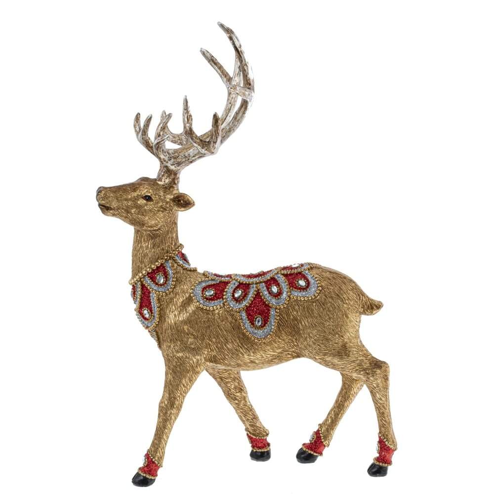 REMECO COLLECTION Фигурка 805372 Олень с ожерельем золото/красный 21х15х23см 