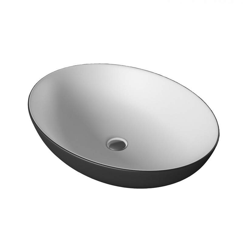 Умывальник накладной A433WBM черный матов+белый матов. 515*390*145мм