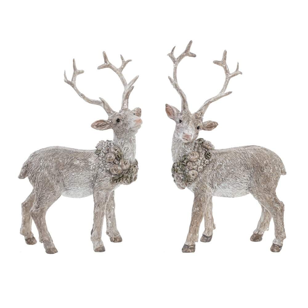 REMECO COLLECTION Фигурка 807946 Олень с венком из фруктов серебро 8х6х14см 2 вида