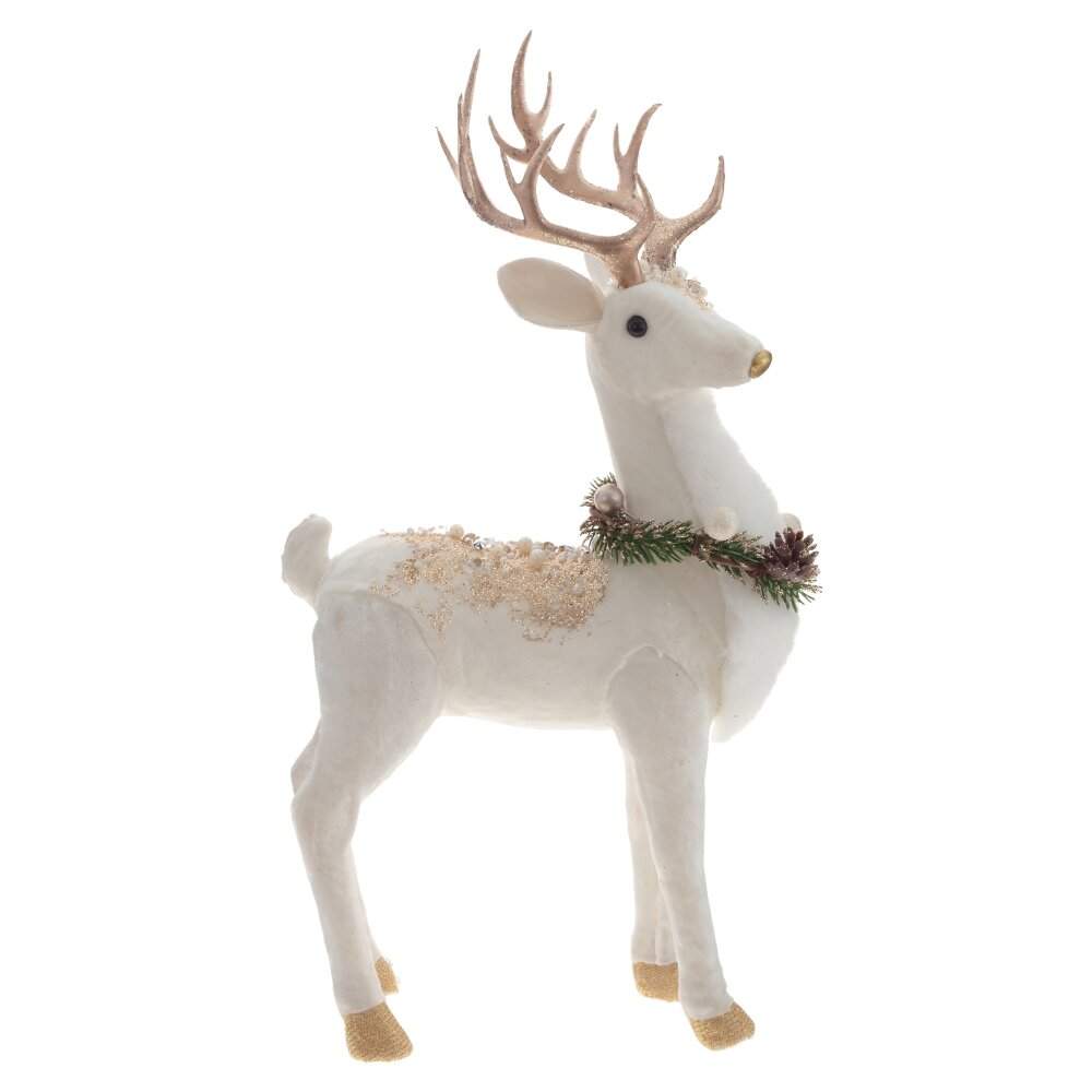 REMECO COLLECTION Фигурка 791085 Олень золото 20х10х38см (текстиль/полимер) 