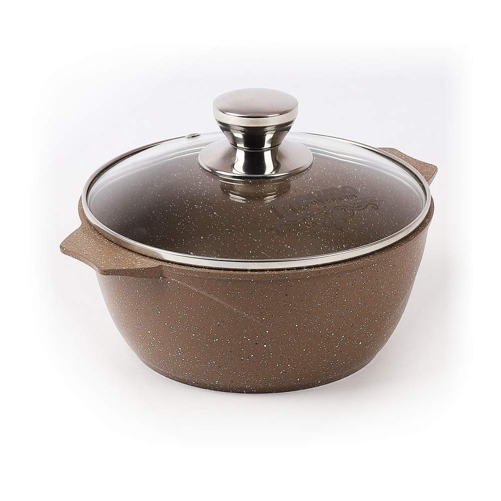 МЕЧТА Гранит Brown Кастрюля 42806 с крышкой 2л АП покрытие  