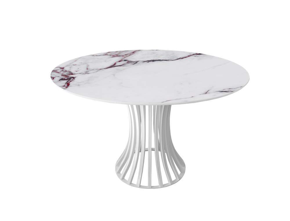 Стол Голд Руби 120х120см + опора Голд-1 белая