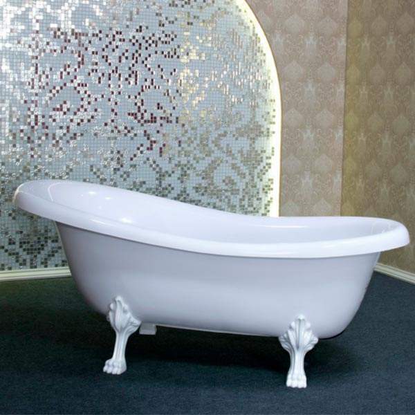 Ванна Эдельвейс  170х78х73см  каменная/белая/черные/бронзовые ножки