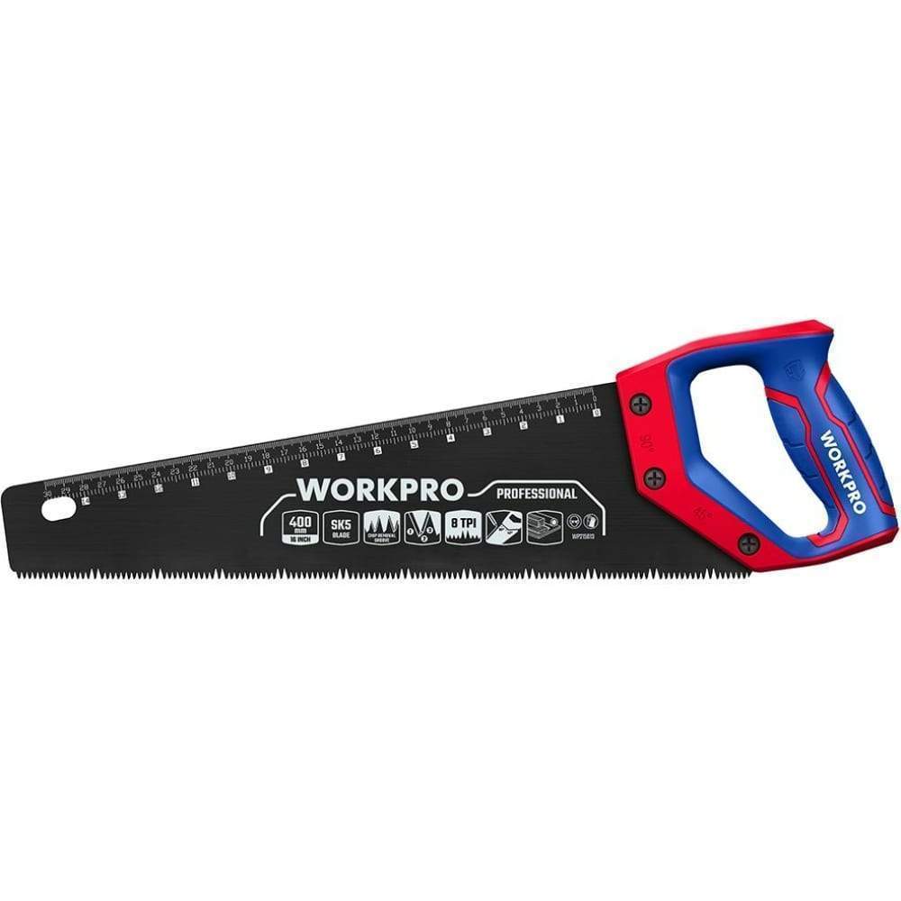 Ножовка WORKPRO 2К  п/дереву  400мм (16") 8TPI SK5  WP215013