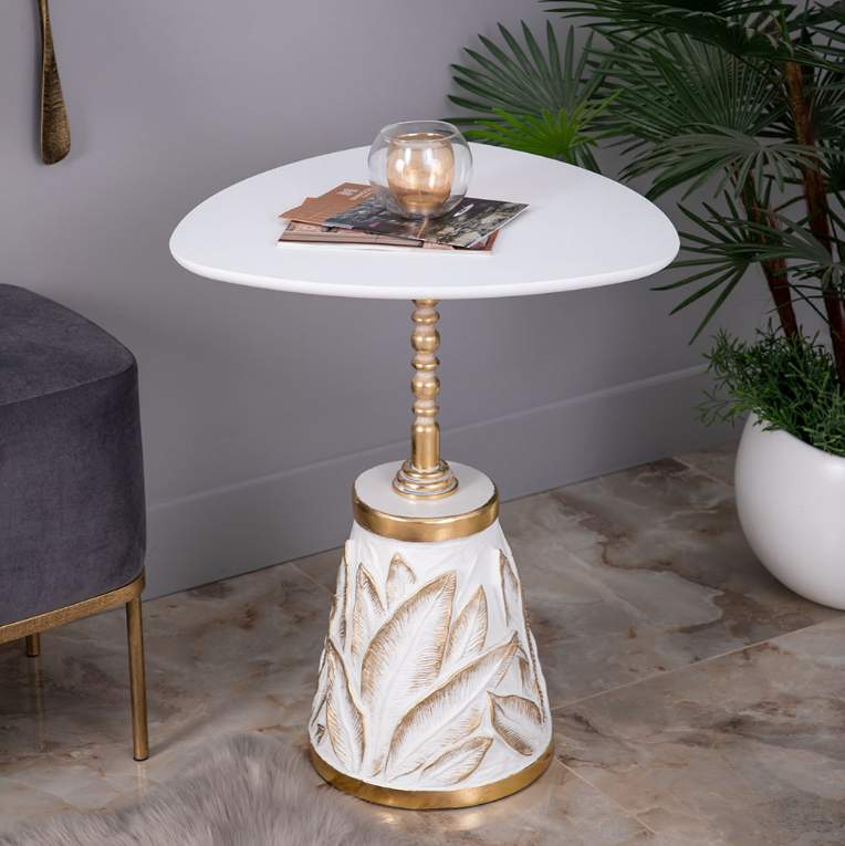 Столик декор."Leaves" Gold цв.ос.БелыйГолд,цв.подст.БлГолд,цв.стол.Айс(БЛ) 17815