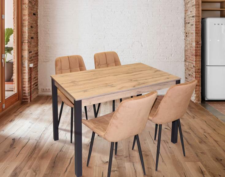 Стол Обеденный Стиль 5  б/полки лофт 900*600 дуб нордик/50*50 черный муар