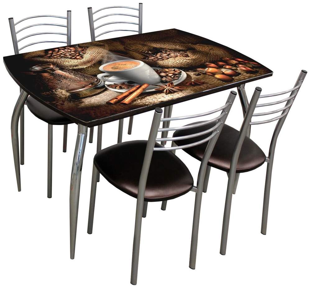 Стол Обеденный 5.1  кофе 1/венге+к-т стоек к столу D40 черный муар