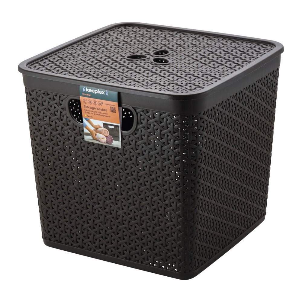 Корзинка д/хранения Ротанг 21л с кр. венге квадр  KL130511011/344448