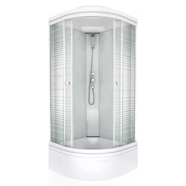 Душевая кабина "Стандарт В" Полосы  1/4кр. сред.поддон 90*90, ДН4, (7мест + сифон D50мм) Аква бел