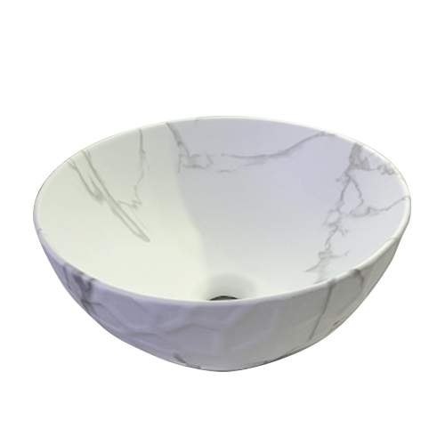 Раковина RD-310MR накладная на столешницу, белый мрамор 380х380х150мм Н