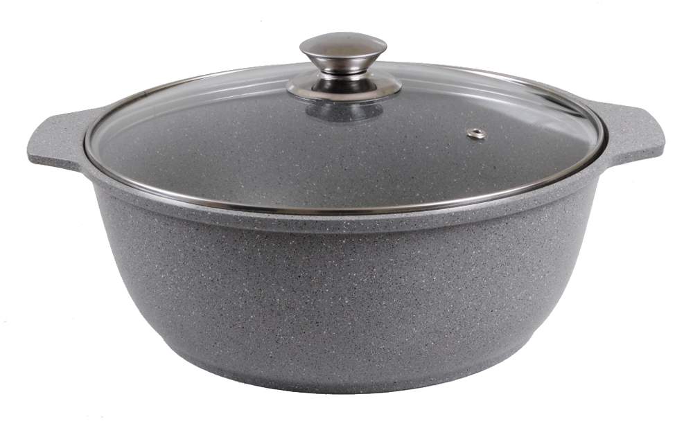 KUKMARA Кастрюля-жаровня жмс52а 5л 29х14см АП Светлый мрамор стекл.крышка