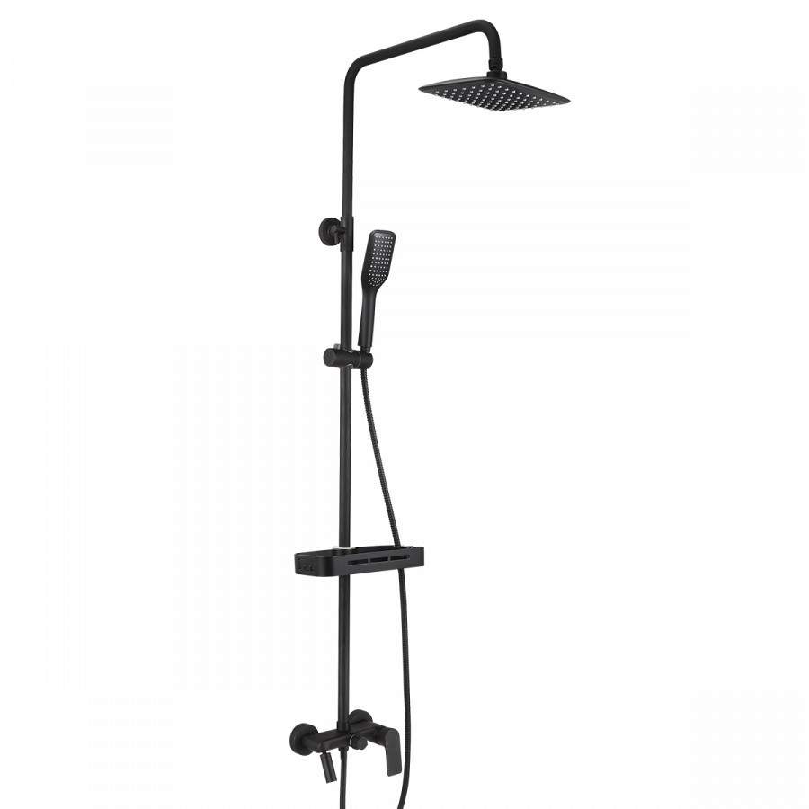 Смеситель LM7002BL  д/ванны с верхн.душ. лейкой "Тропический дождь" черный