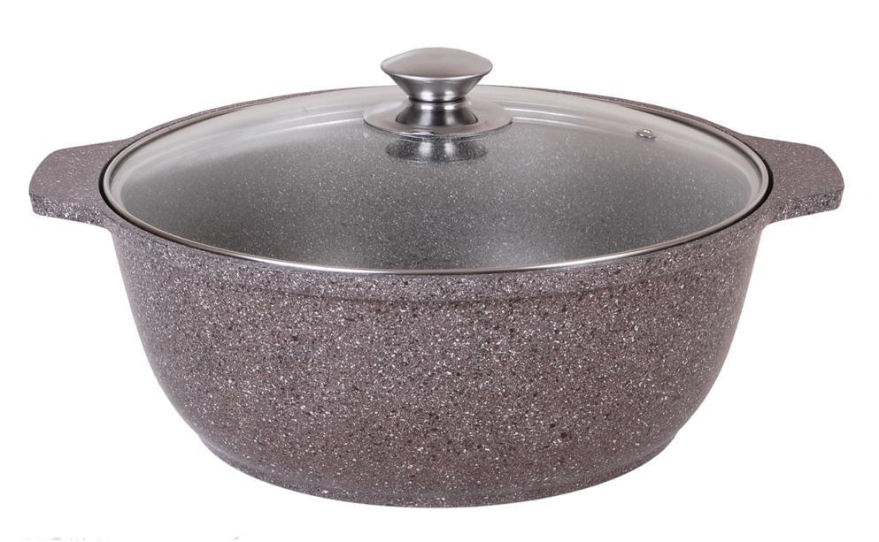 KUKMARA Кастрюля-жаровня жмк42а 4л 29х11см АП Кофейный мрамор стекл.крышка