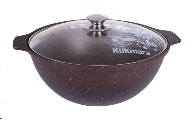 KUKMARA Казан кмк47а 4,5л АП кофейный мрамор стекл.крышка