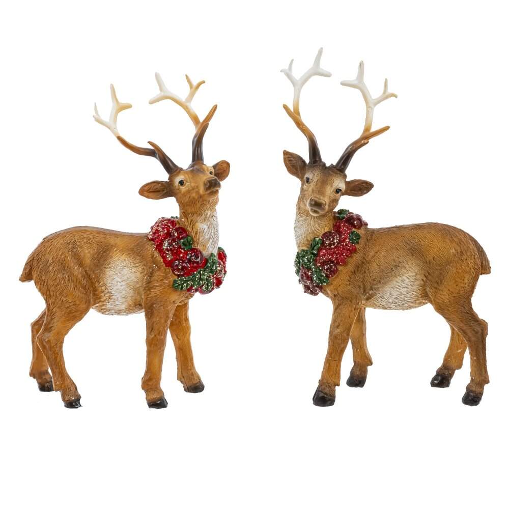 REMECO COLLECTION Фигурка 807943 Олень с венком из фруктов красный/золото 8х6х14см 2 вида (полимер)