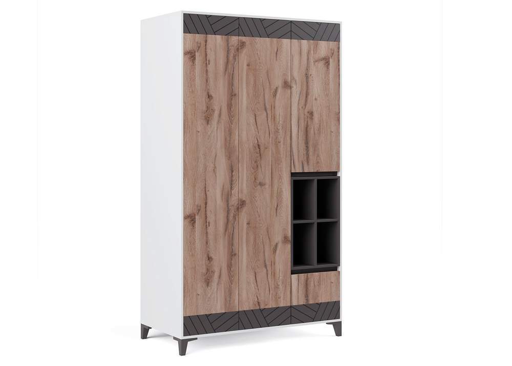 Лео Модуль-9 Шкаф универс. Белое сияние/дуб альпийский/темно-серый