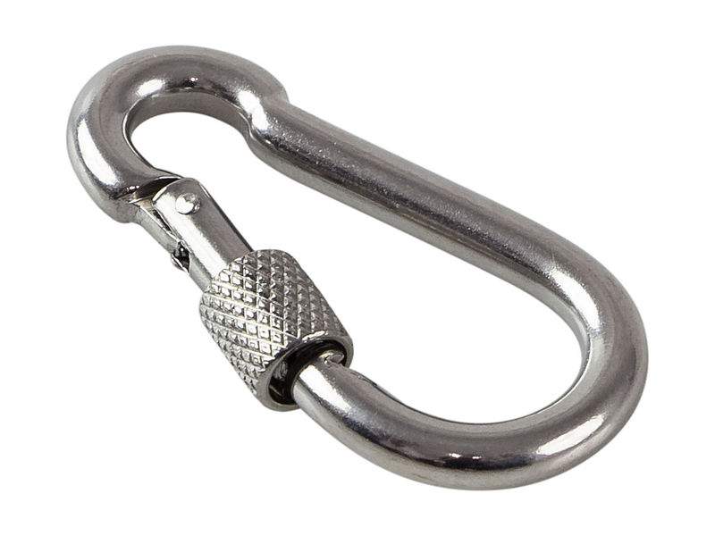 Карабин пожарный с фиксатором  нерж.А4  8х80мм 