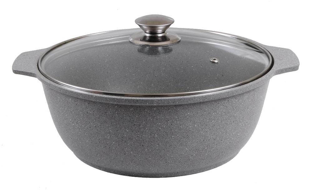 KUKMARA Кастрюля-жаровня жмс42а 4л 29х11см АП Светлый мрамор стекл.крышка