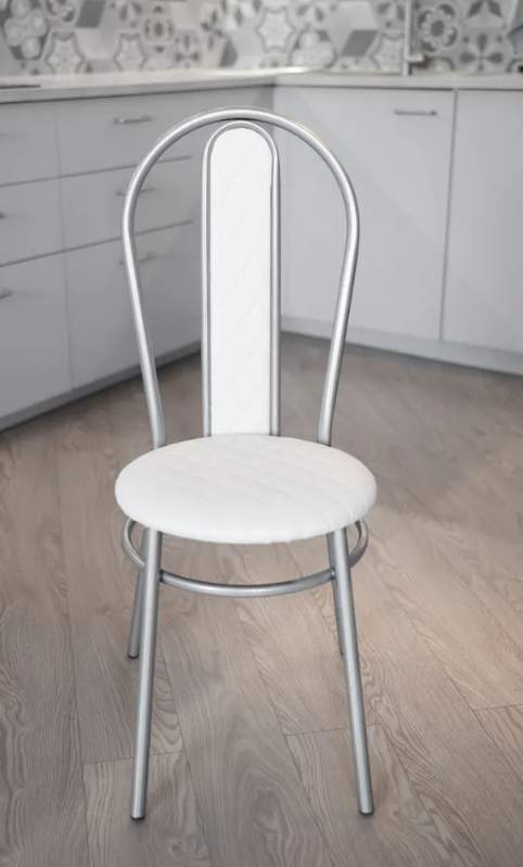 Стул Венский хром к/з белый малый ромб