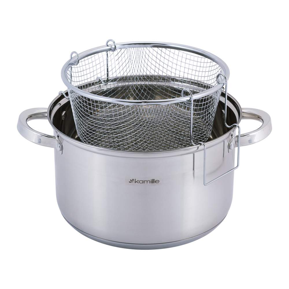 KAMILLE Кастрюля-фритюрница 5625S 6,5л 25х15см ,сетка 21х9см нерж.сталь индукция