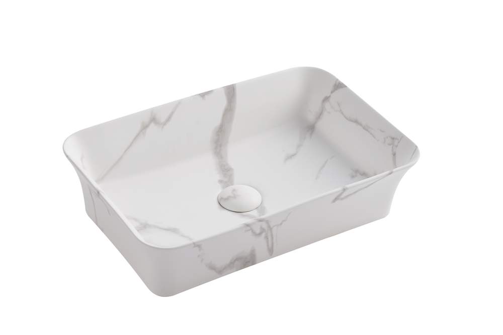 Раковина RD-446MR накладная на столешницу, белый мрамор 500х320х130мм