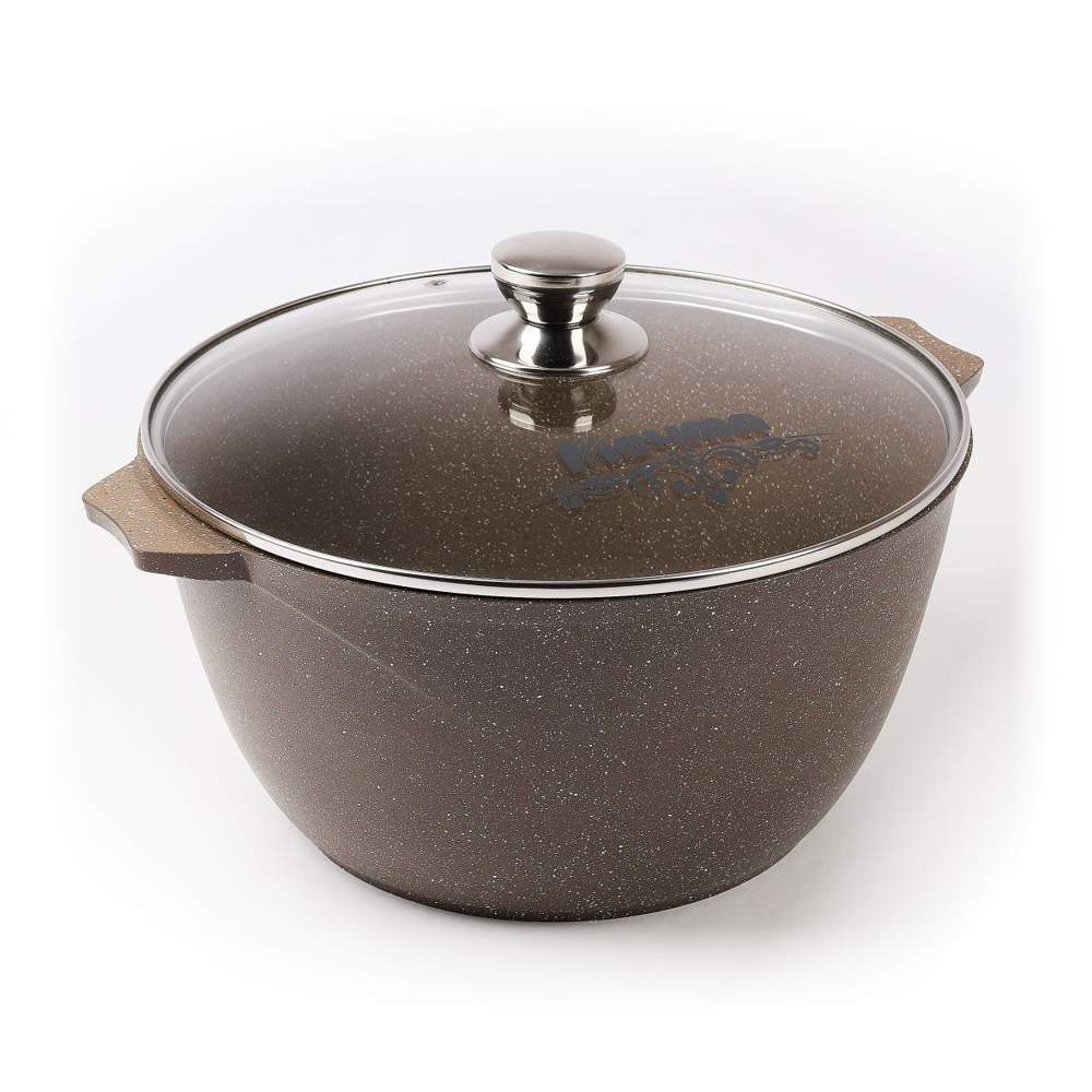 МЕЧТА Гранит Brown Кастрюля 48806 с крышкой 8л АП покрытие  