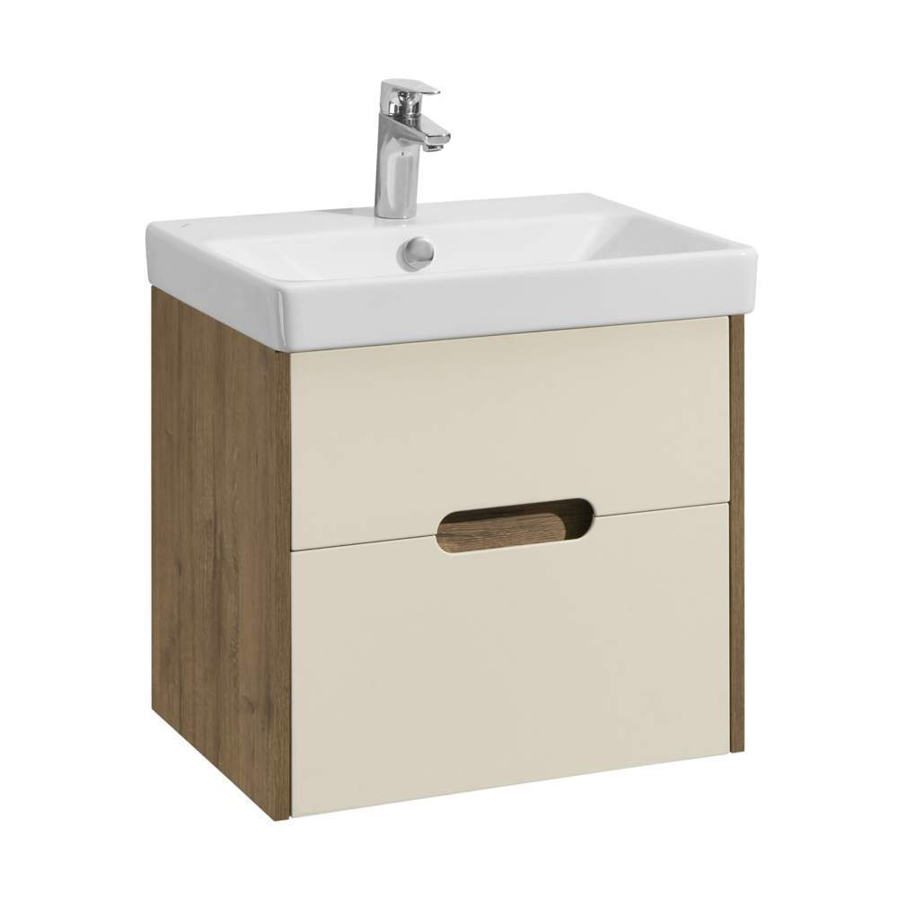 Тумба-ум. Оливия 55 + Раковина Адриана 55 беж./дуб веллингтон