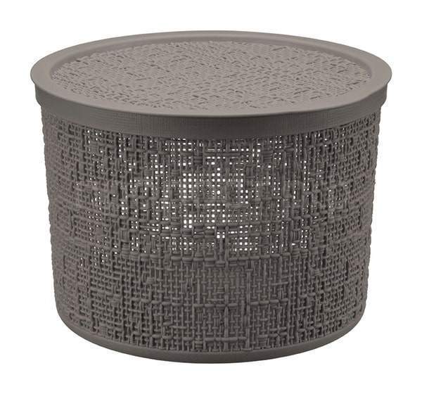 Корзинка Рогожка серый с крыш.кругл. 4,5л (d22 h16см)  выруб.руч. М2329фр.сер/337605