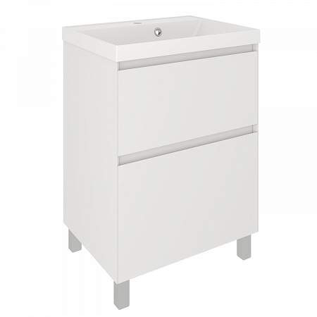 Тумба Astra 60  2ящ.напол.белая /Раковина Астория 60см белый/Florentina