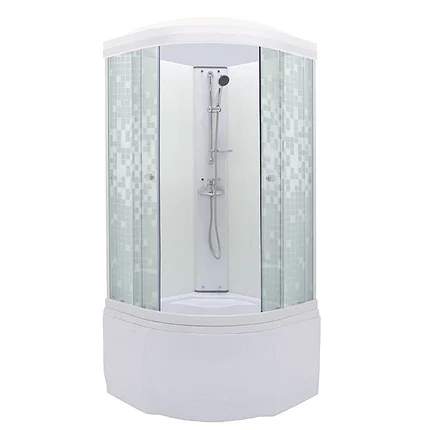 Душевая кабина "Стандарт Б" Мозаика  1/4кр,глуб.поддон 90х90 ДН4(9мест + сифон D50) Аква бел.