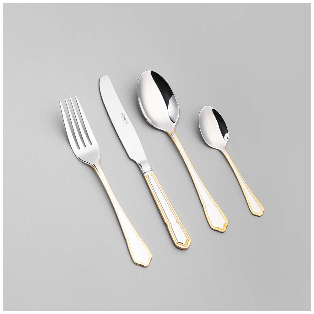 AGNESS Набор столовых приборов 942-546 Onda Gold на 6 персон 24пр 