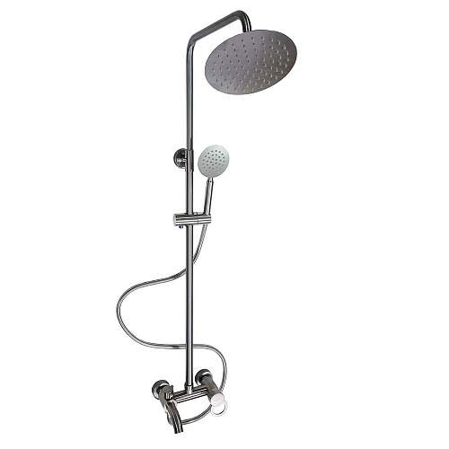 Смеситель+стойка душ.Тропический душ с 2 лейками 3085 ЭКОНОМ мат.хром.