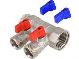 Коллектор 1"х2 вых 1/2"  н/р  с отсек. кранами  VTc.580.N.0602