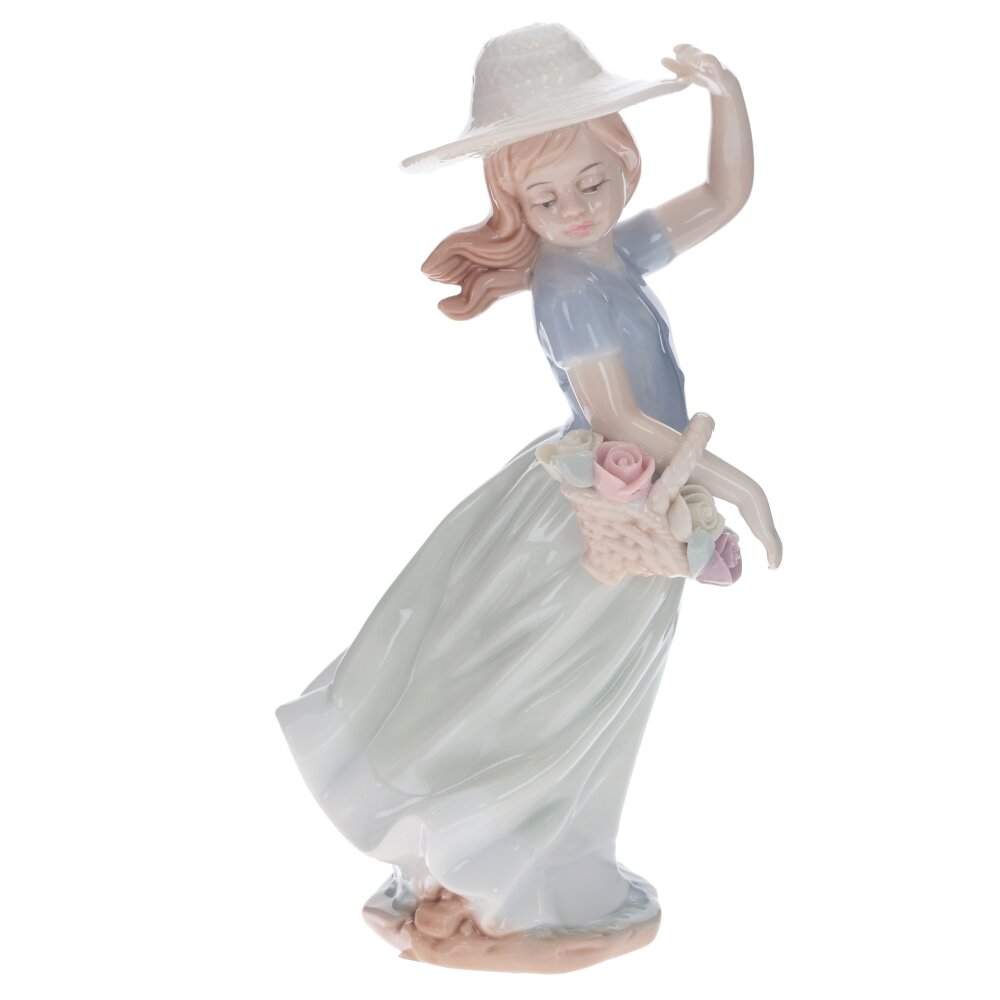 REMECO COLLECTION Статуэтка 782887 Девочка в шляпе с корзинкой цветов фарфор 11х7х17см