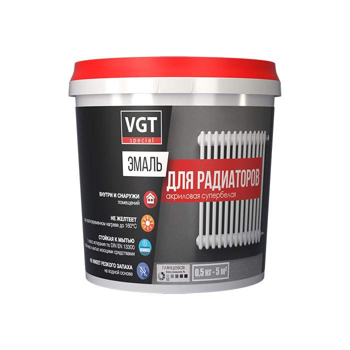 Эмаль ВГТ  для радиаторов  полуглянцевая Профи 0,5кг 41866