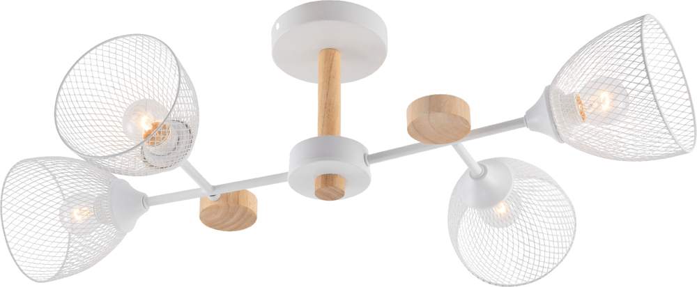 Люстра XA1556/4 WH+Wood белый/дерево 4х60W E27  h220 , HN24