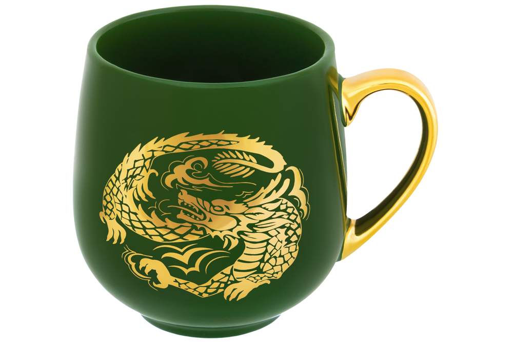ELAN GALLERY Кружка 880181 Золотой дракон на зеленом 530мл 13,5х10,5х10,7