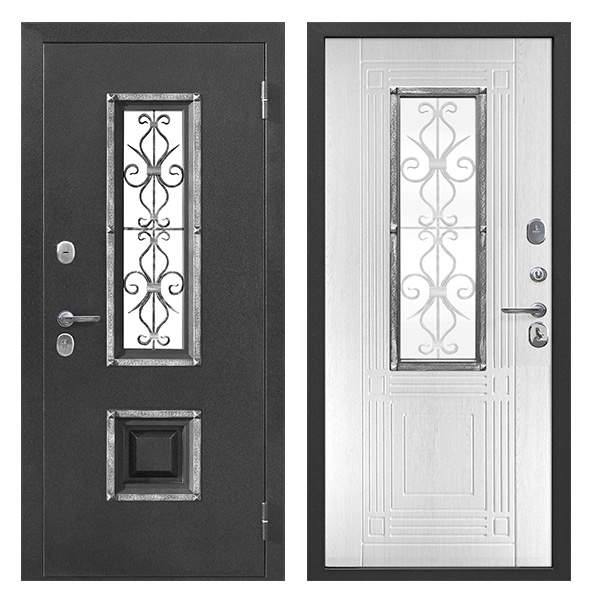 Дверь металлическая Венеция  7,5см  Серебро Белый ясень  860  правая