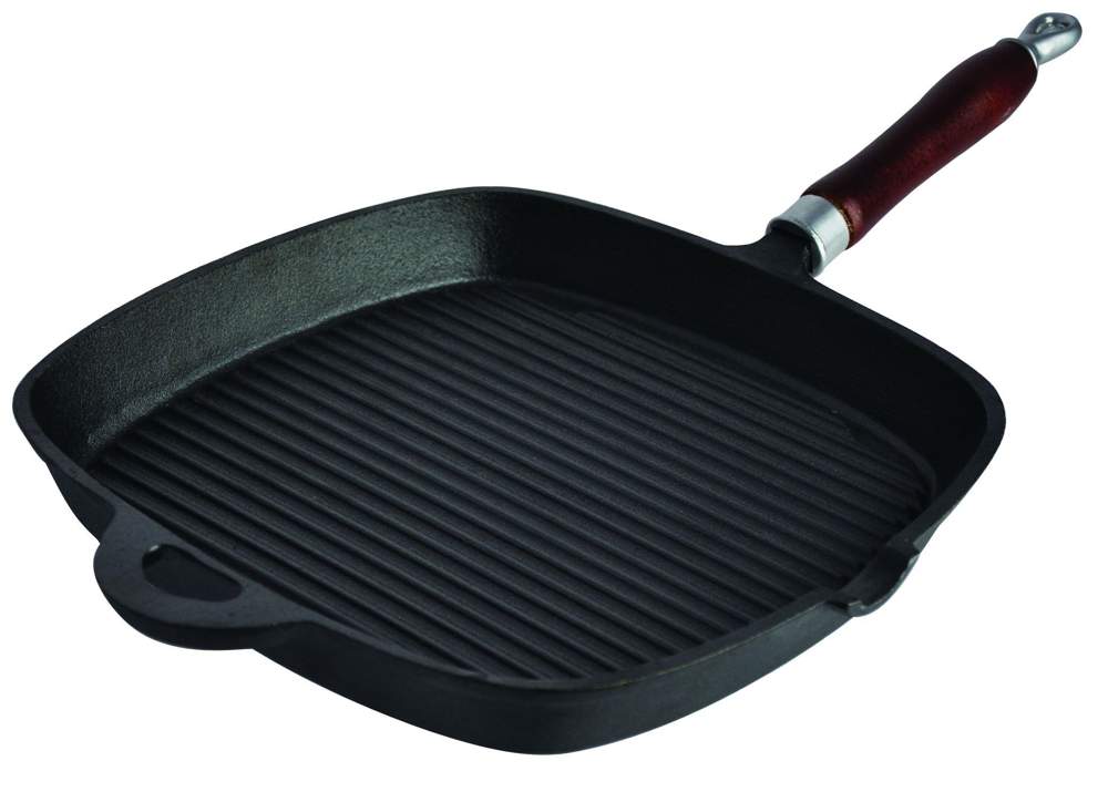 REGENT INOX Linea Ferro Сковорода-гриль 27х27х3см деревянная ручка 93-FE-6-27 