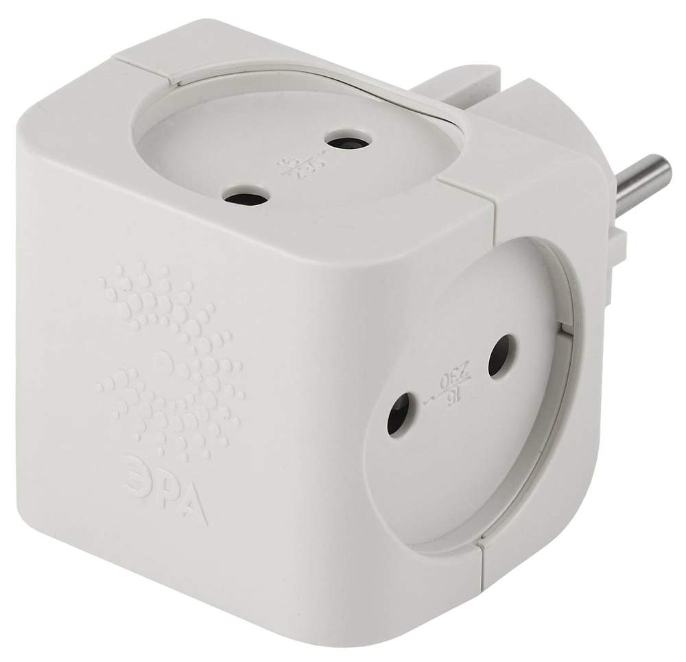 Разветвитель 4-м без зазем.16А IP20 SP-4-W  бел. Эра Б0005103/288950